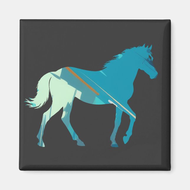 Silhouette Reiten Magnet (Vorne)