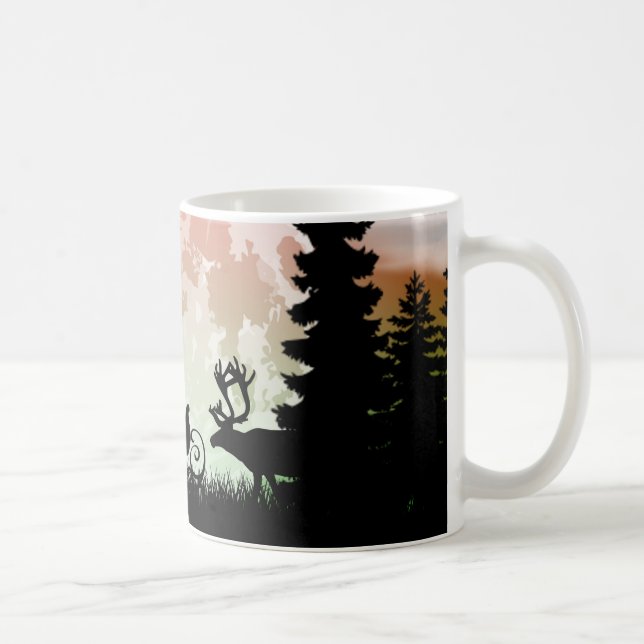Silhouette Rentier und Sleigh Kaffeetasse (Rechts)