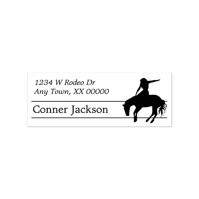 Silhouette Rodeo Bucking Horse Rücksendeadresse Gummistempel (Prägung)