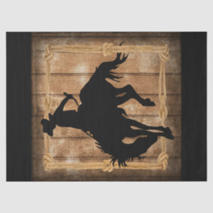 Silhouette Rodeo Cowboy on Bucking Bronco Pferd Seidenpapier