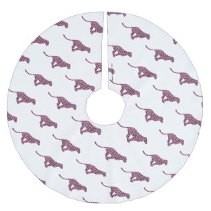Silhouette Rosa und Schwarz Leopard Polyester Weihnachtsbaumdecke