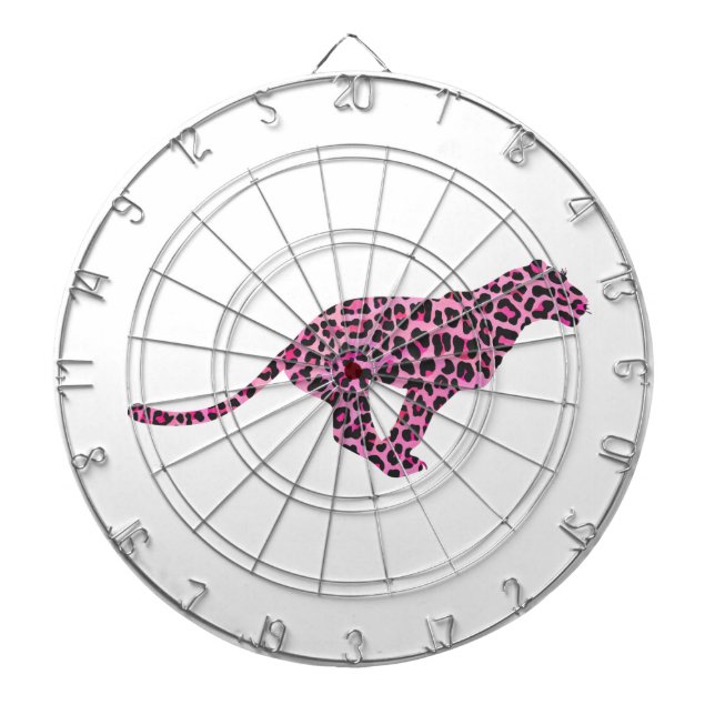Silhouette Rosa und Schwarzer Leopard Dartscheibe (vorne)