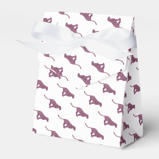 Silhouette Rosa und Schwarzer Leopard Geschenkschachtel (Vorderseite)