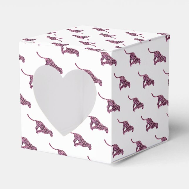 Silhouette Rosa und Schwarzer Leopard Geschenkschachtel (Vorderseite)