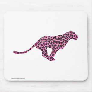Silhouette Rosa und Schwarzer Leopard Mousepad
