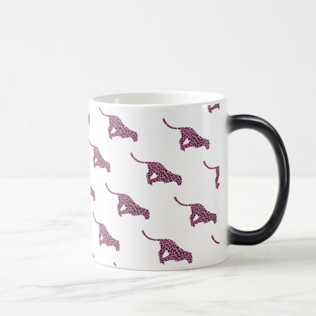 Silhouette Rosa und Schwarzer Leopard Verwandlungstasse (Rechts)