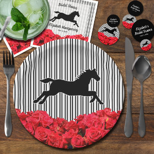 Silhouette Rote Rosen Derby Brautparty Pappteller