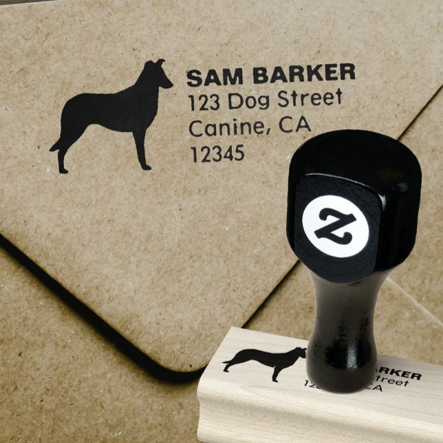 Silhouette-Rücksendeadresse von Smooth Collie Hund Gummistempel (Von Creator hochgeladen)