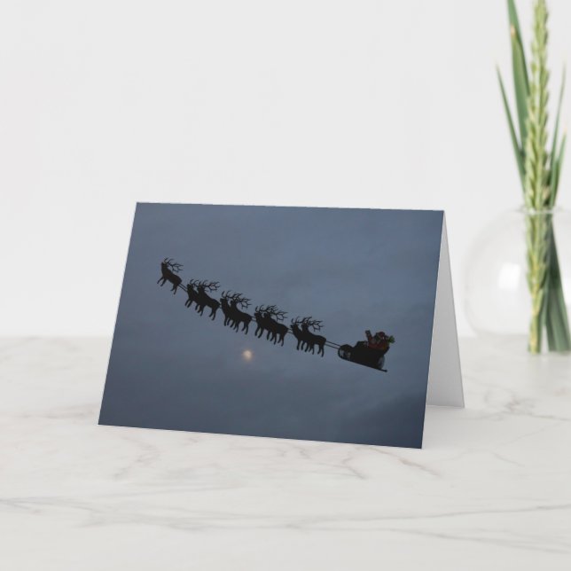 Silhouette Santa & Reindeer Feiertagskarte (Vorderseite)