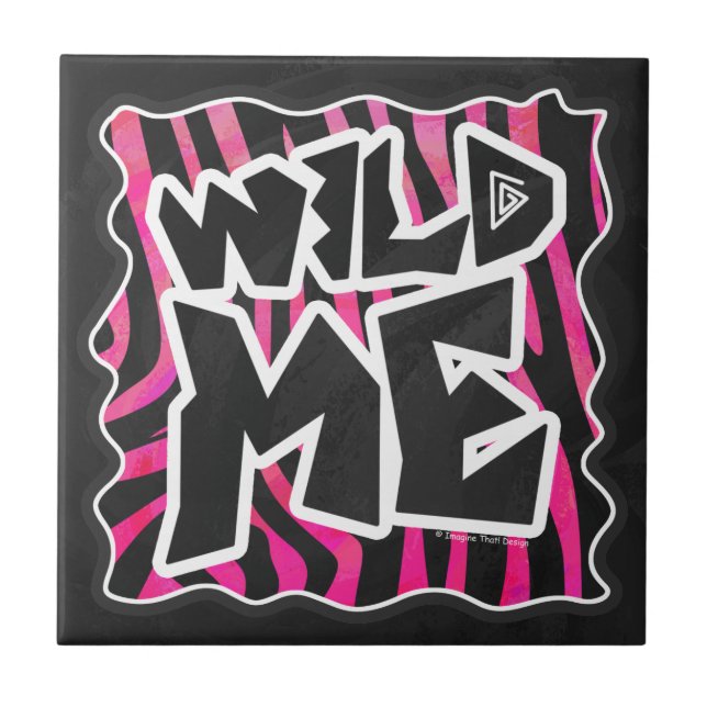 Silhouette Schwarz und Heiß Rosa Zebra Fliese (Vorderseite)