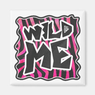 Silhouette Schwarz und Heiß Rosa Zebra Magnet