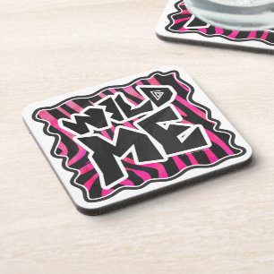 Silhouette Schwarz und Heiß Rosa Zebra Untersetzer