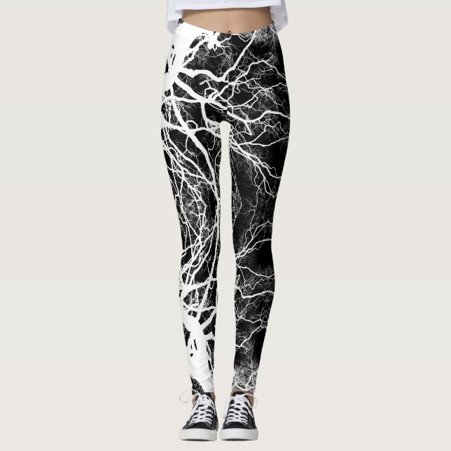 Silhouette Schwarz-Weiß-Hexerei Leggings (Vorderseite)
