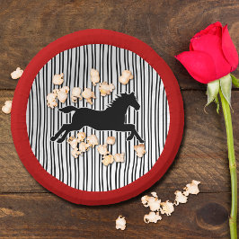 Silhouette Schwarz-weiße Streifen Derby Pappteller