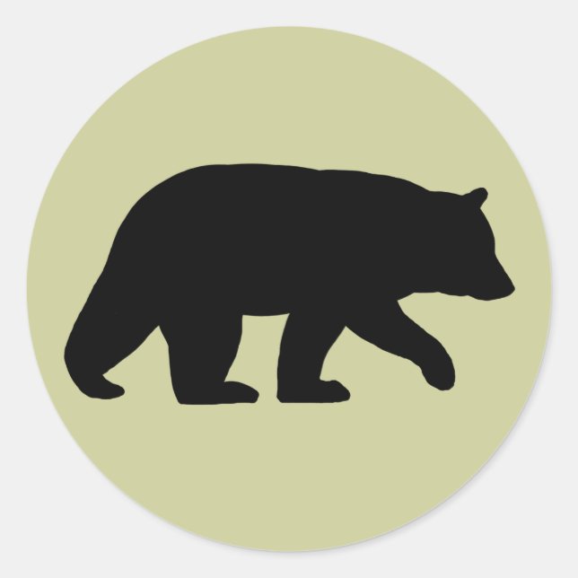 Silhouette Schwarzer Bär Wildtiere Runder Aufkleber (Vorderseite)