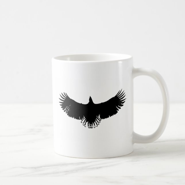 Silhouette Schwarzer und Weißer Adler Kaffeetasse (Rechts)