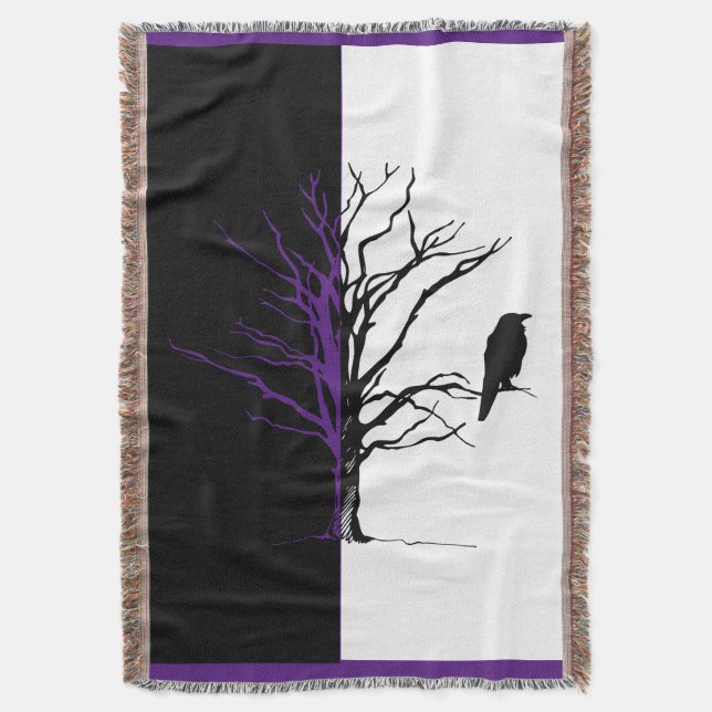 Silhouette Schwarzer Vogel Rabe Decke (Vorderseite Vertikal)