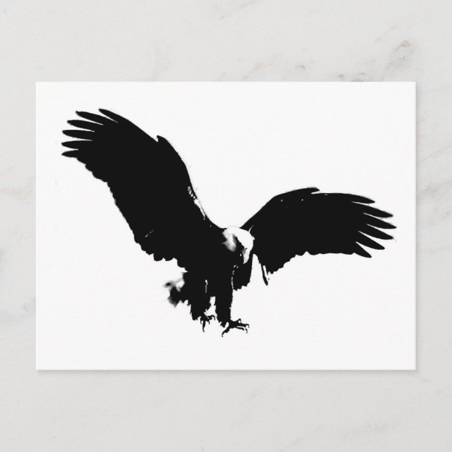 Silhouette Schwarzer/Weißer Adler Postkarte (Vorderseite)