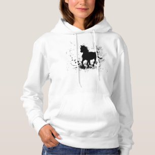 Silhouette, schwarzes Pferd Hoodie