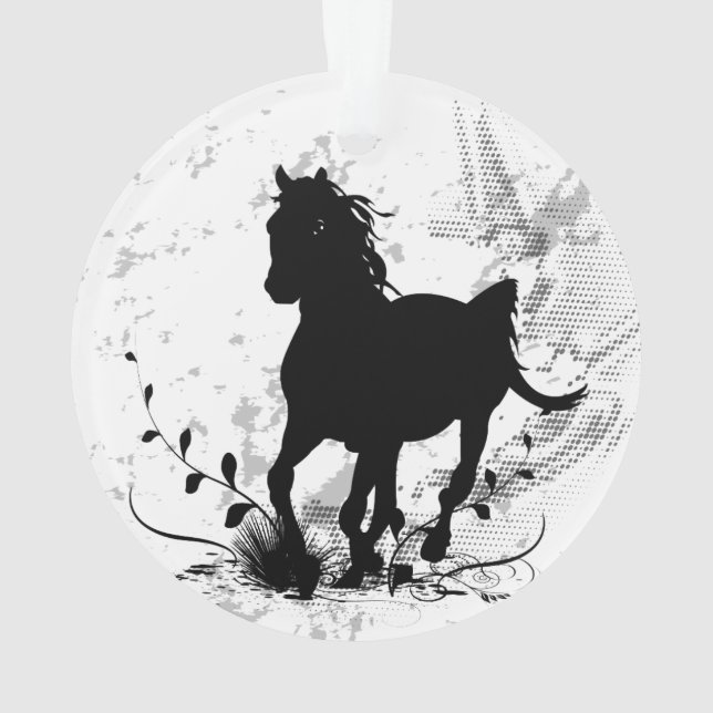 Silhouette, schwarzes Pferd Ornament (Rückseite)
