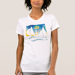 Silhouette-Segeln in Meer T-Shirt
