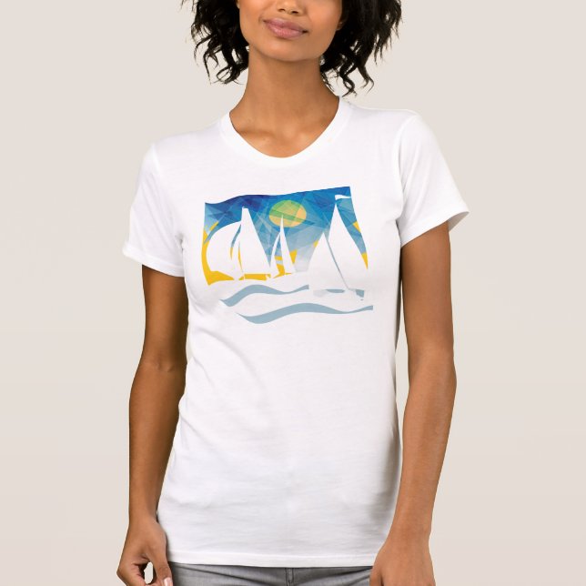 Silhouette-Segeln in Meer T-Shirt (Vorderseite)