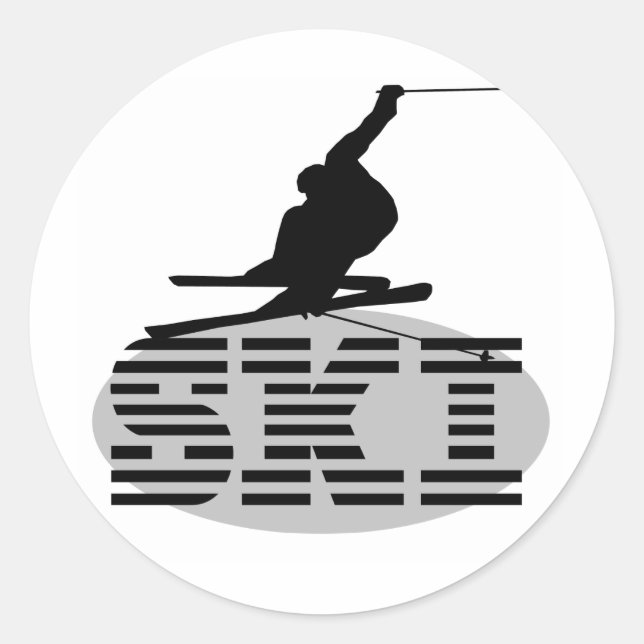 Silhouette SKI Tshirts und Geschenke Runder Aufkleber (Vorderseite)