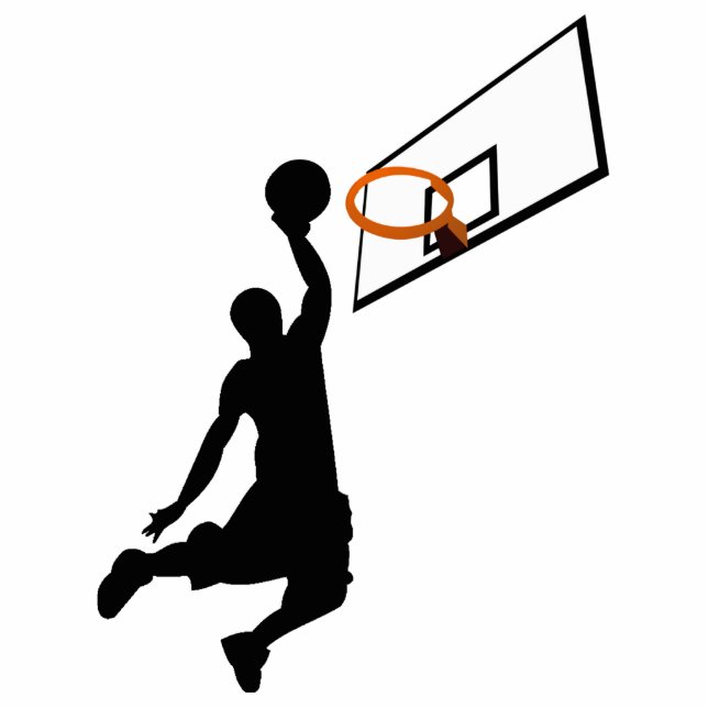Silhouette Slam Dunk Basketball Player Freistehende Fotoskulptur (Vorne)