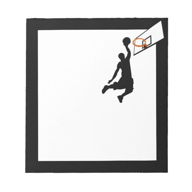 Silhouette Slam Dunk Basketball Player Notizblock (Vorderseite)