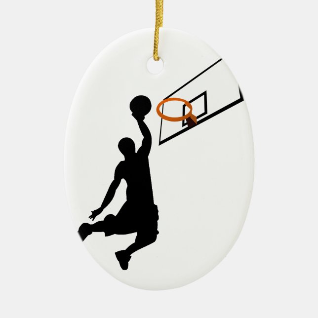 Silhouette Slam Dunk Basketball-Spieler Keramikornament (Vorne)