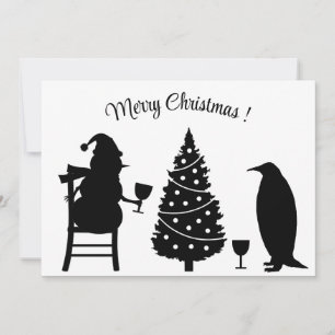 Silhouette Snowman Pinguin Weihnachten elegant Einladung