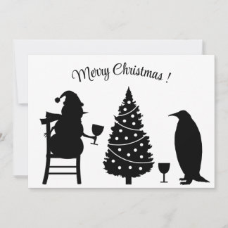 Silhouette Snowman Pinguin Weihnachten elegant Einladung