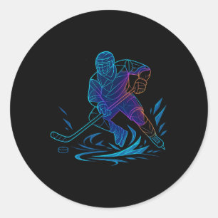 Silhouette Sports Puck Athlet Aktionskunst Hockey Runder Aufkleber