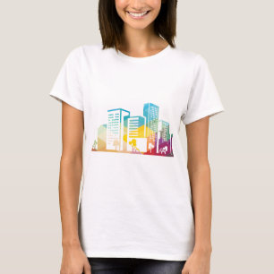 Silhouette Stadtbild Gebäude Symbol Stadt T-Shirt