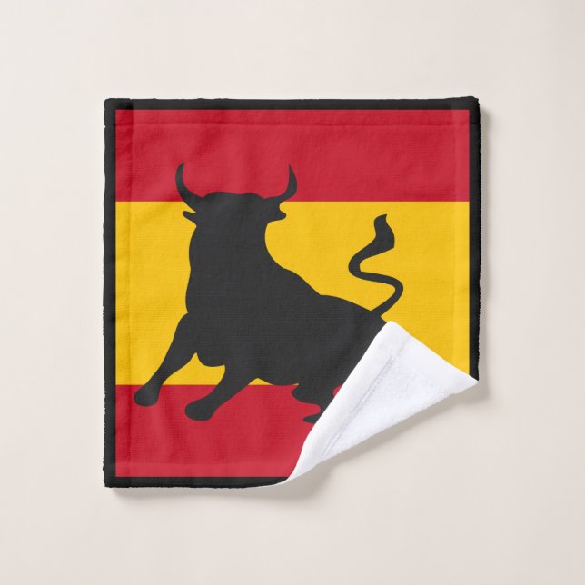 Silhouette Stier auf spanischer Flagge Waschlappen (Waschlappen)