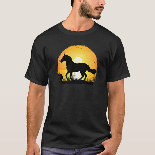 Silhouette Sunset Horse T-Shirt (Vorderseite)