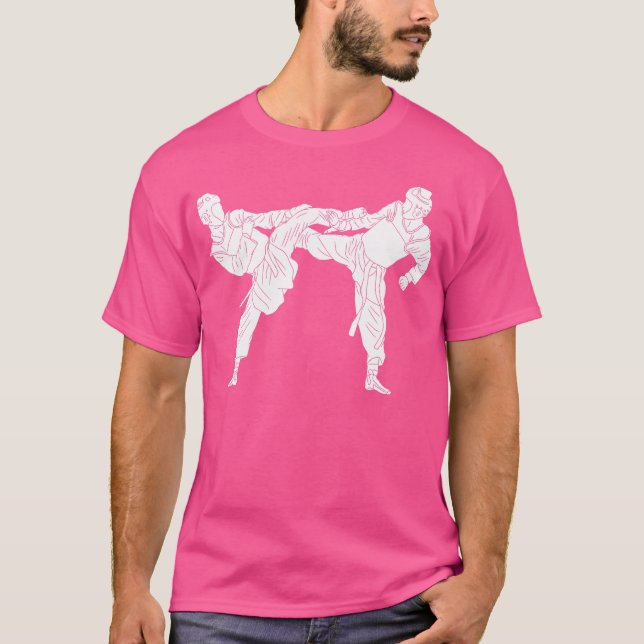 Silhouette Taekwondo Kämpfer Koreakämpfer T-Shirt (Vorderseite)