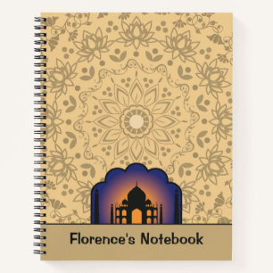 Silhouette Taj Mahal personalisierter Name Notizbuch