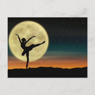 Silhouette-Tänzer für das mondleichte Ballett Postkarte