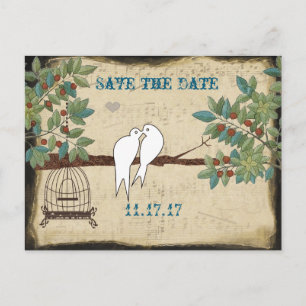 Silhouette-Tauben-Vogelkäfig Save-the-Date-Karte Ankündigungspostkarte