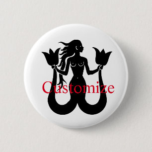 Silhouette Thunder_Cove mit zwei Schwänzen Mermaid Button