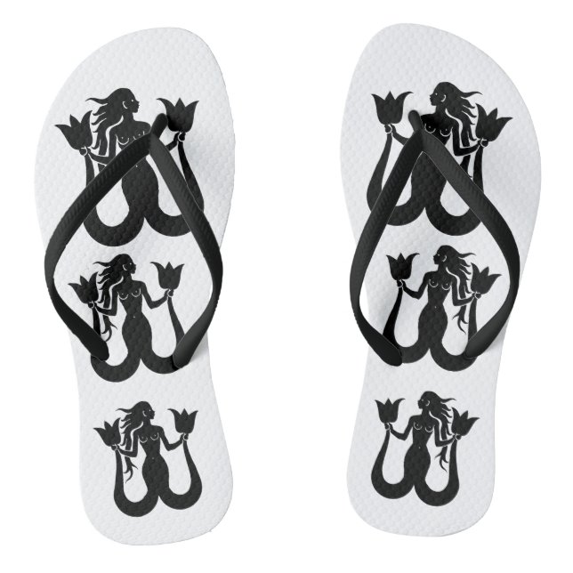 Silhouette Thunder_Cove mit zwei Schwänzen Mermaid Flip Flops (Fußbett)