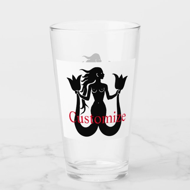 Silhouette Thunder_Cove mit zwei Schwänzen Mermaid Glas (Vorderseite)