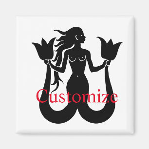 Silhouette Thunder_Cove mit zwei Schwänzen Mermaid Magnet