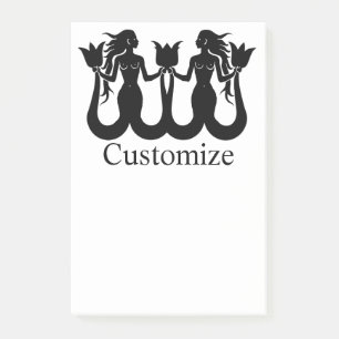 Silhouette Thunder_Cove mit zwei Schwänzen Mermaid Post-it Klebezettel