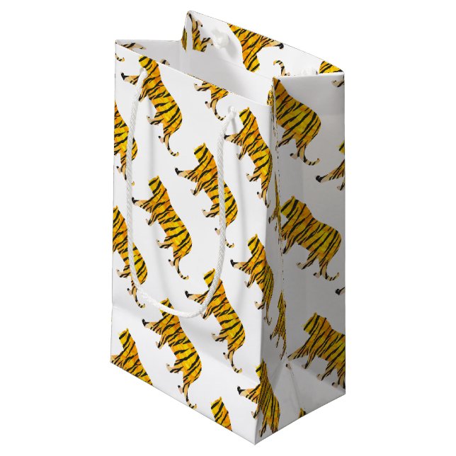 Silhouette Tiger Black and Orange Kleine Geschenktüte (Vorderseite Schrägansicht)
