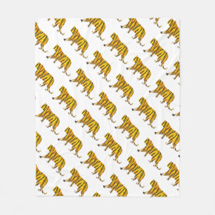 Silhouette Tiger Black und Orange Fleecedecke