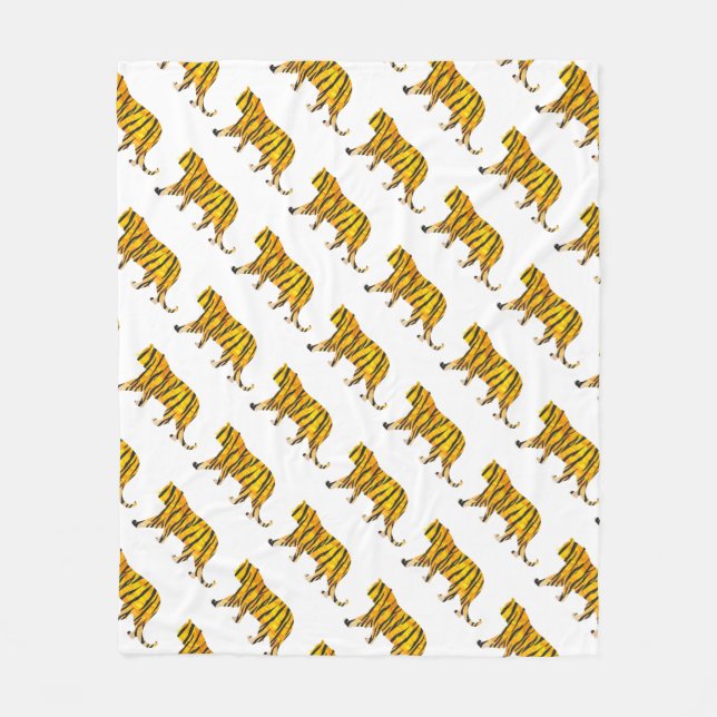 Silhouette Tiger Black und Orange Fleecedecke (Vorderseite)