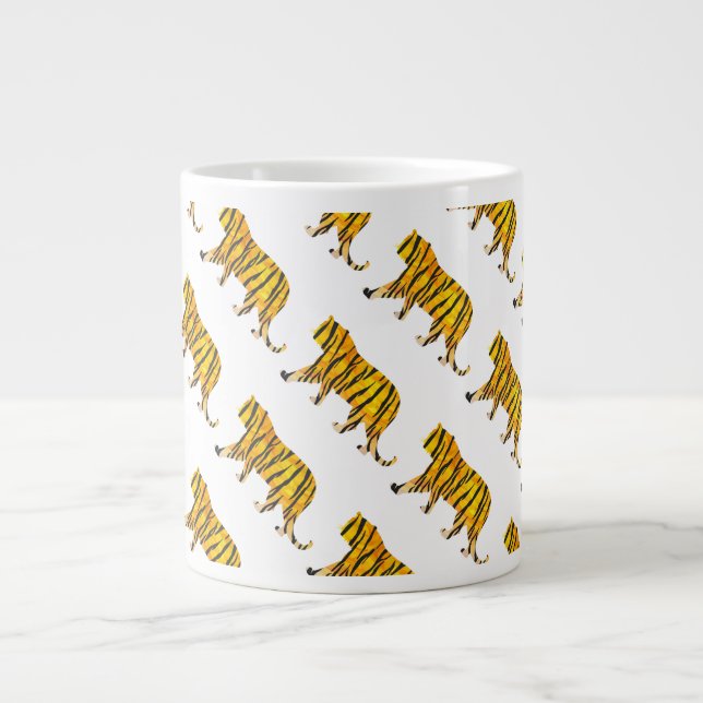 Silhouette Tiger Black und Orange Jumbo-Tasse (Vorderseite)