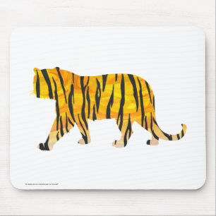 Silhouette Tiger Black und Orange Mousepad
